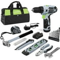 thumbnail image 1 of WORKPRO 12V Cordless Drill Driver Kit, Power Tool Kit for Home, 61-Piece Hand Tool Set, 14-inch Storage Bag, 1.5Ah Lithium-ion Battery & Charger included, 1 of 8