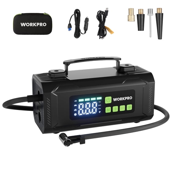 WORKPRO 12V Tire Inflator Portable Air Compressor,Air Compressor Portable with Digital Screen, 3X Faster Inflation Air Pump for Car, Bike, Ball, Motor