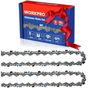 WORKPRO 2-Pack 18 inch Chainsaw Chain, 3/8"Pitch, 62 Drive Links Wood Cutting Saw Chain for Chainsaw Parts Fits Craftsman, Husqvarna, Poulan, Echo, DeWalt