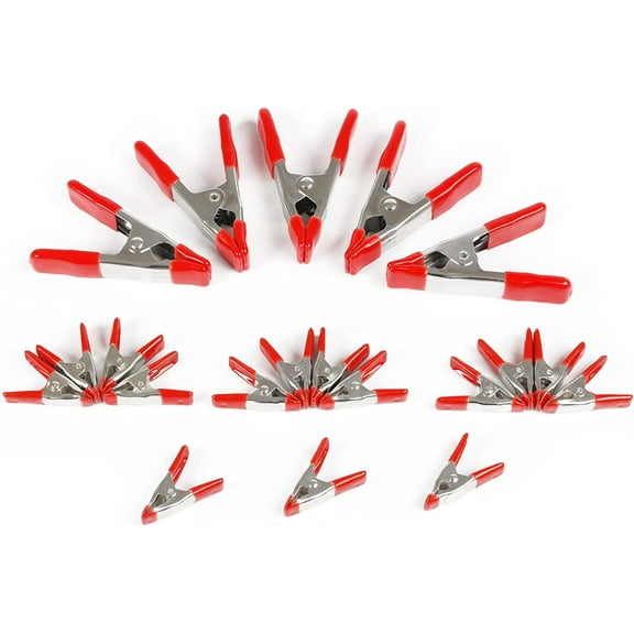 WORKPRO 20-Piece Steel Spring Clamp Set, 15pc 3/4" Clamps, 5pc 1" Clamps for Wood Working, DIY, Photo Studio Backdrops Backgrounds, W001401A