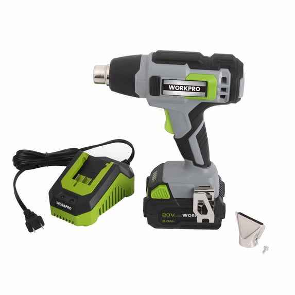 WORKPRO Cordless 20-Volt Heat Gun, Includes 2 Amp Lithium-Ion Battery and Battery Charger