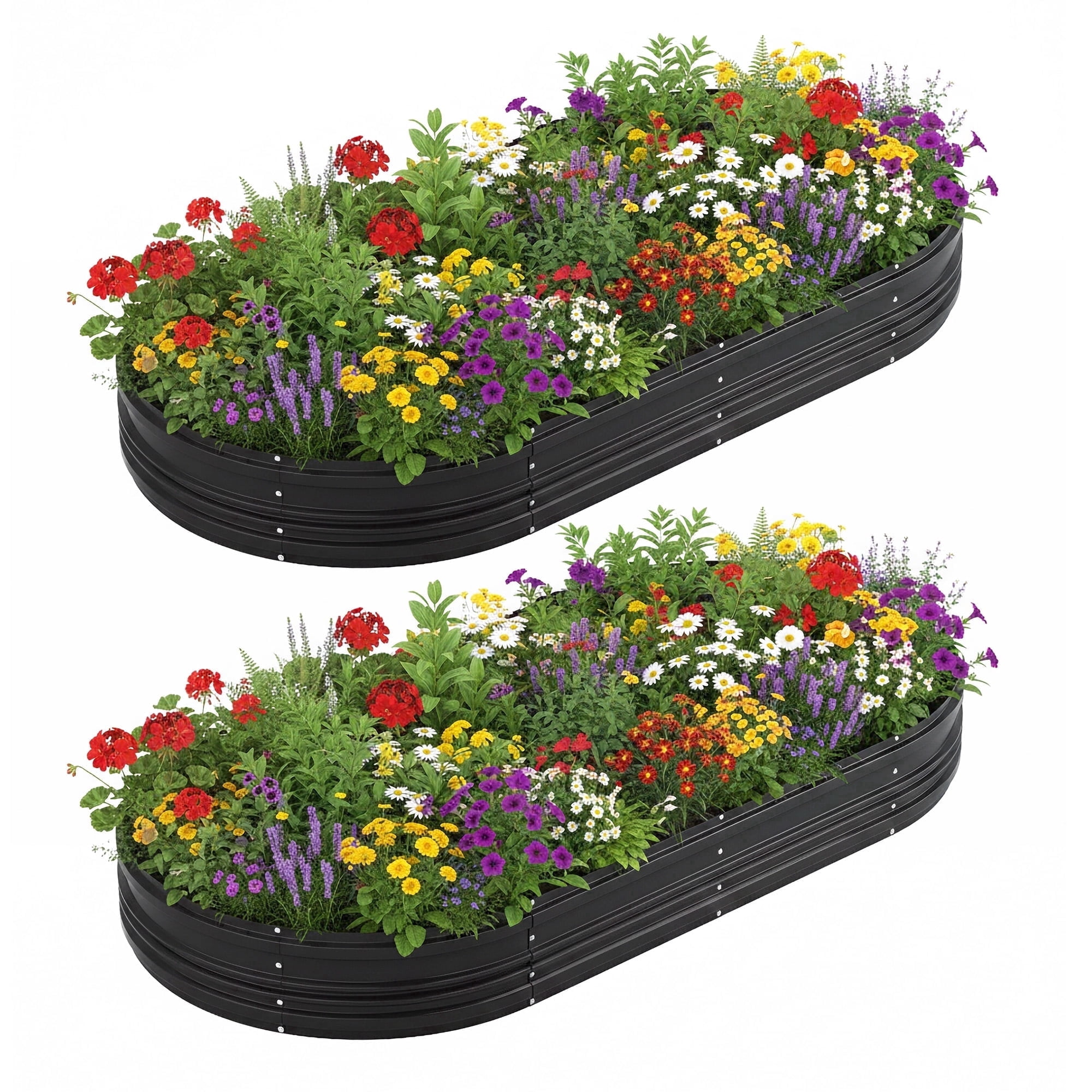 WORKPRO 2-Pack Galvanized Raised Garden Bed, 8 x 4 x 1 ft Outdoor Garden Planter Box, Black
