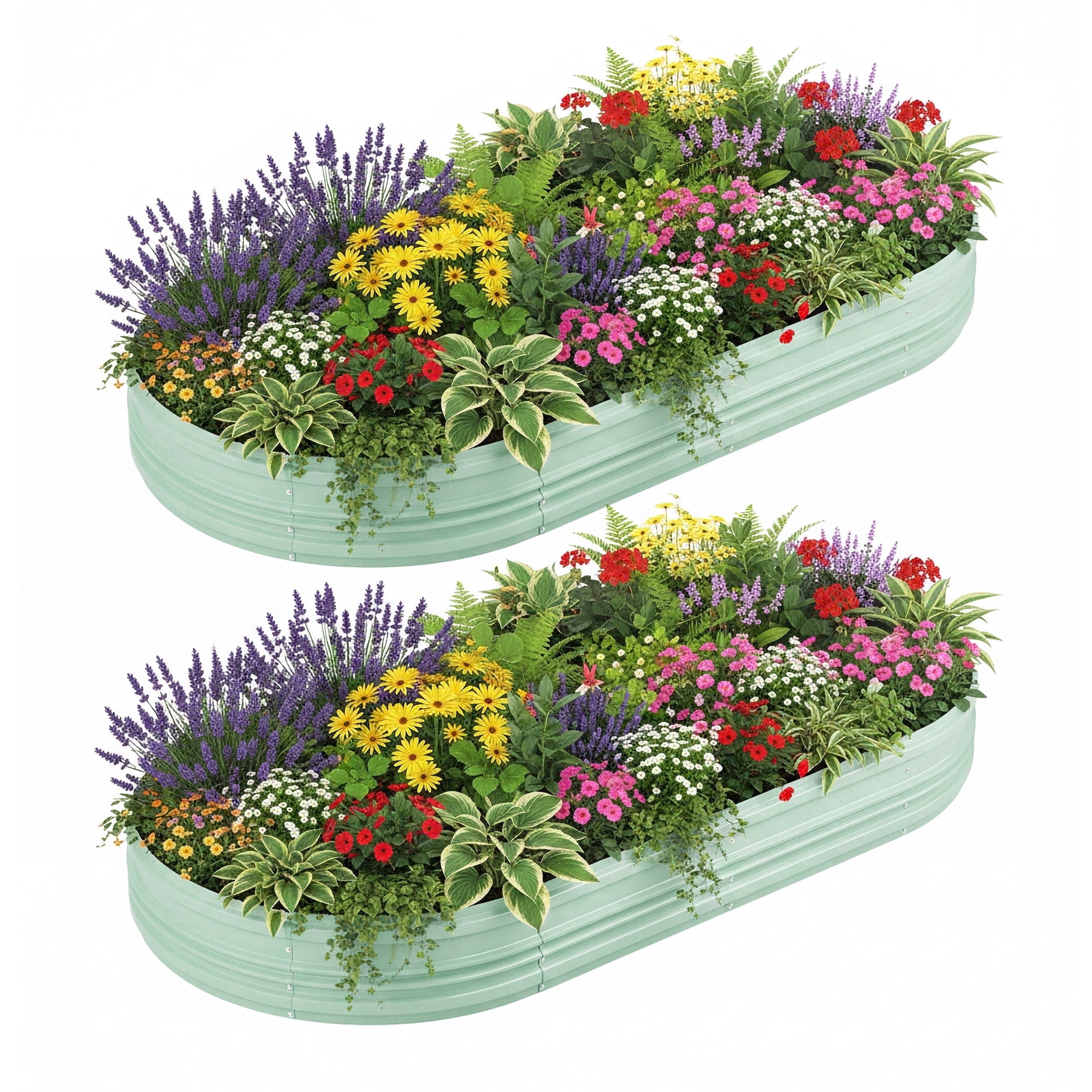 WORKPRO 2PK 8x4x1ft Outdoor Galvanized Raised Garden Bed Kit-Light Green