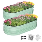 WORKPRO 2Pcs 4x2x1ft Galvanized Raised Garden Bed Set, Rust & Corrosion Protection, Easy Assembly, Safe Edge, Ideal for
