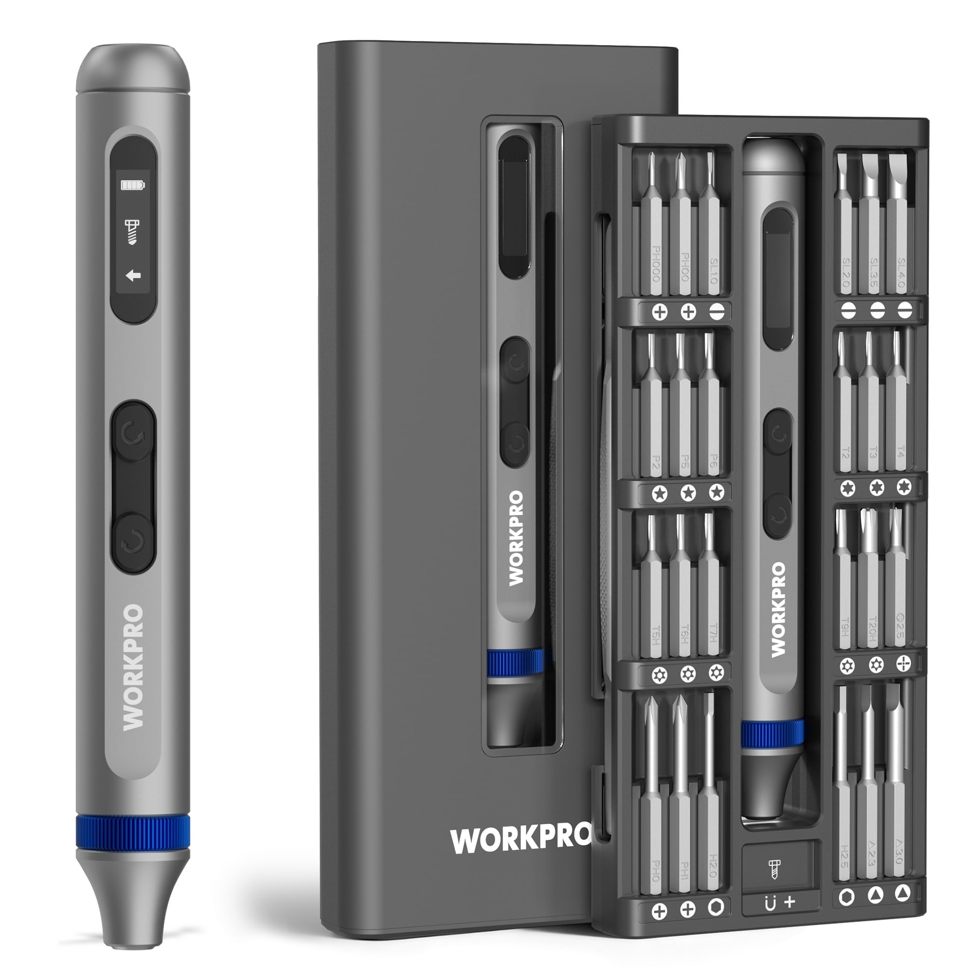 WORKPRO 3.7V Electric Precision Screwdriver Set, 52-in-1 Cordless Mini Driver Kit with LED Light & S2 Steel Bits for Electronics Repair