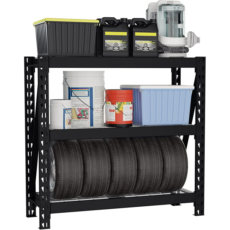 WorkPro 3-Tier Garage Shelving Unit, Heavy Duty Metal Storage Rack, 50W x 47H x 18D Height Adjustable, Industrial Shelving for Garage, Warehouse, Shop