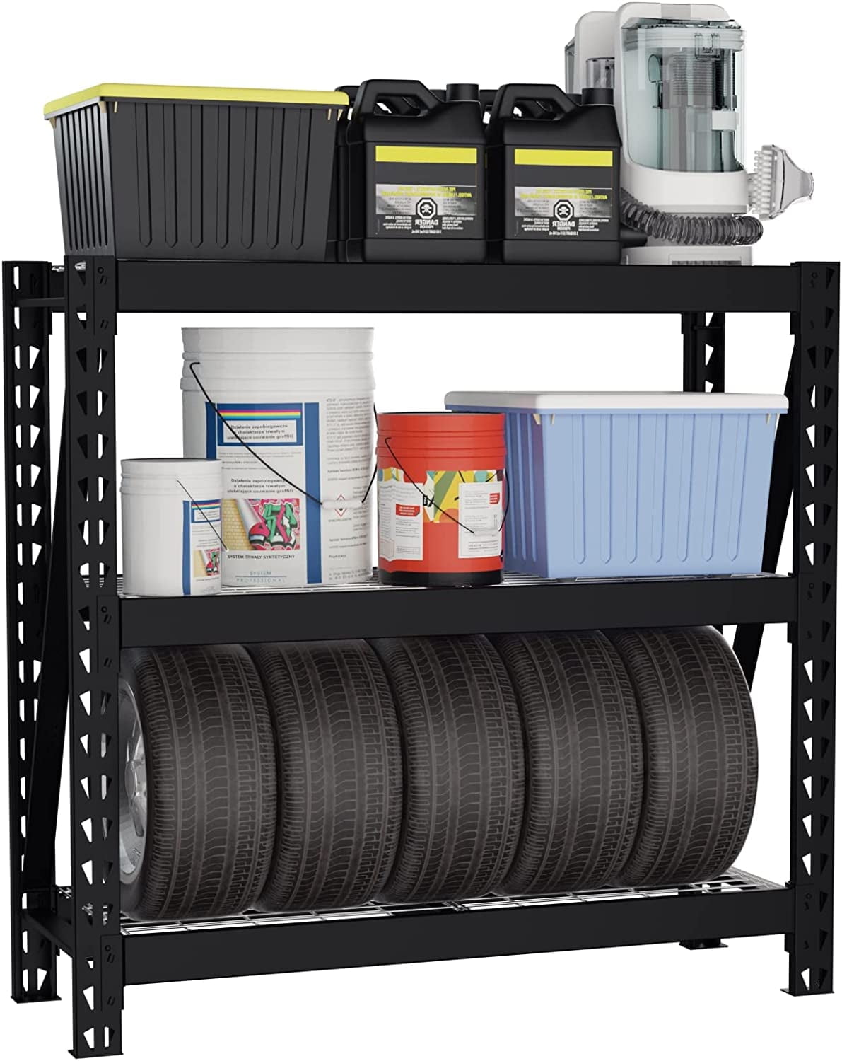 WORKPRO 3-Tier Black Metal Garage Shelving Unit