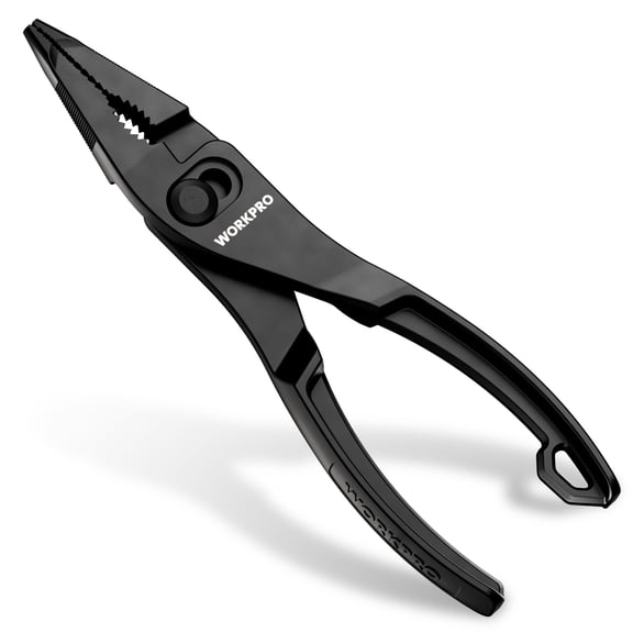 WORKPRO 4.5" Long Nose Slip Joint Pliers, Heat-Treated Alloy Steel Pliers with Two-Position Adjustment, Cross-Serrated Grip, Anti-Rust Finish for Tight Spaces & Versatile Use,Black