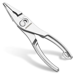 WORKPRO 4.5" Long Nose Slip Joint Pliers, Heat-Treated Alloy Steel Pliers with Two-Position Adjustment, Cross-Serrated Grip, Anti-Rust Finish for Tight Spaces & Versatile Use