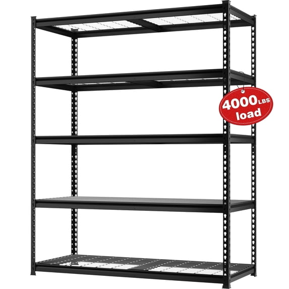 WORKPRO 4000 lbs 5-Tier Metal Shelving Unit, 72”H x 48”W x 24”D, Heavy Duty Adjustable Storage Rack, for Garage, Basement, Warehouse, Workshop