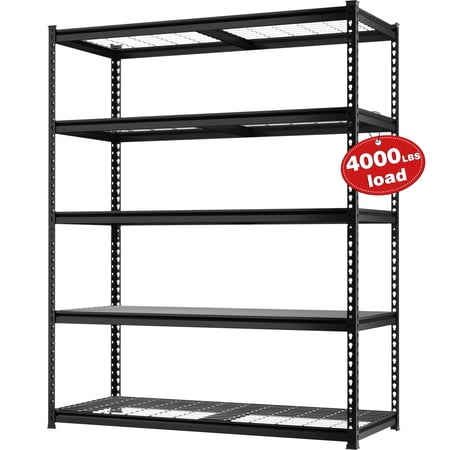 WORKPRO 4000 lbs 5-Tier Metal Shelving Unit, 72”H x 48”W x 24”D, Heavy Duty Adjustable Storage Rack, for Garage, Basement, Warehouse, Workshop