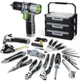 thumbnail image 1 of WORKPRO 43PCS Cordless Lithium-Ion Drill Driver and Toolbox, 8V 2.0 Ah Power Drill Set with Household Hand Tool Kit, Battery Powered Screwdriver with Stackable Toolbox, DIY Home Tool Set for Repair, 1 of 8