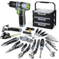 thumbnail image 1 of WORKPRO 43PCS Cordless Lithium-ion Drill Driver and Toolbox, 8V 2.0 Ah Power Drill Set with Household Hand Tool Kit, Battery Powered Screwdriver with Stackable Tool Box, Home Tool Set for Repair, DIY, 1 of 8