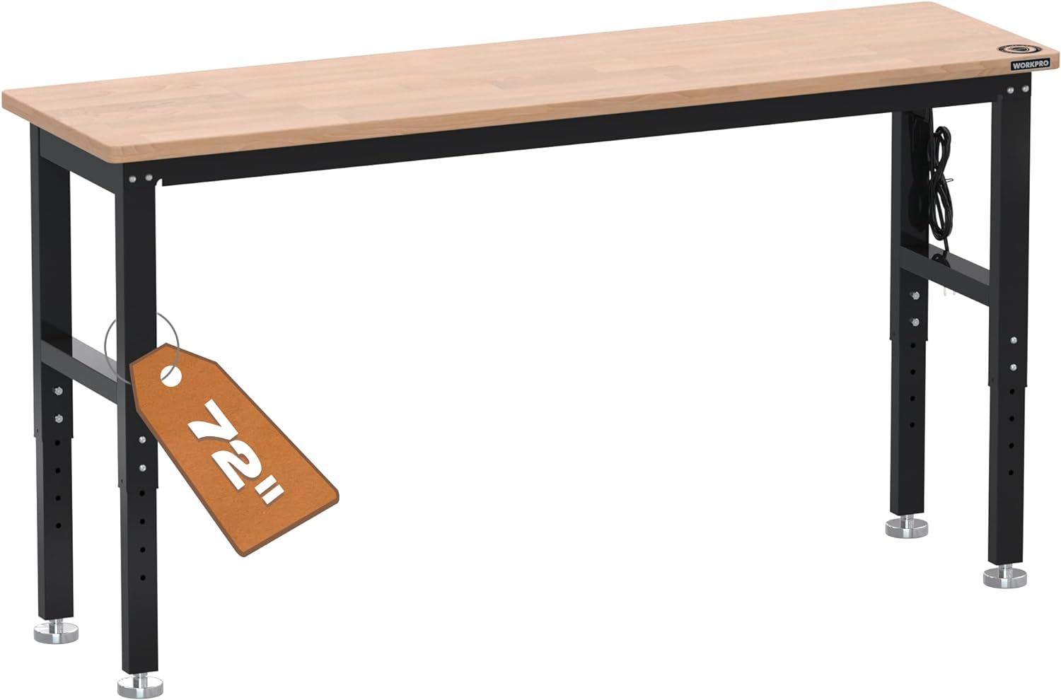 WORKPRO 48" Adjustable Workbench, Rubber Wood Top HeavyDuty