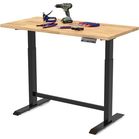 WORKPRO 48" Electric Standing Desk, Height Adjustable Workbench with 48"x24" Wooden Top and Dual Motor, 500 lbs Load Capacity Work Table for Workshop, Garage, 28-3/4" to 48-7/16" Lift Range