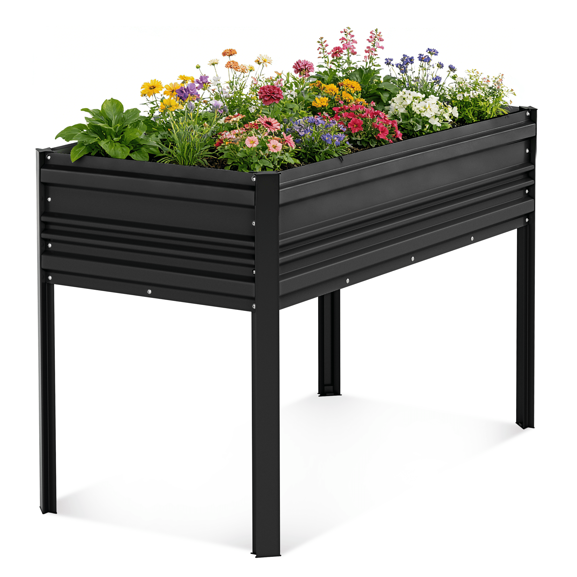 WORKPRO 48x24x32in Outdoor Galvanized Raised Garden Bed with Legs -Black