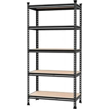 WORKPRO 5-Tier Metal Storage Shelving Unit, 36”W x 18”D x 72”H, Adjustable Storage Rack Heavy Duty Shelf with Particle Board, 4000 lbs Load Capacity (Total) for Garage Warehouse, Black/Silver, W082093