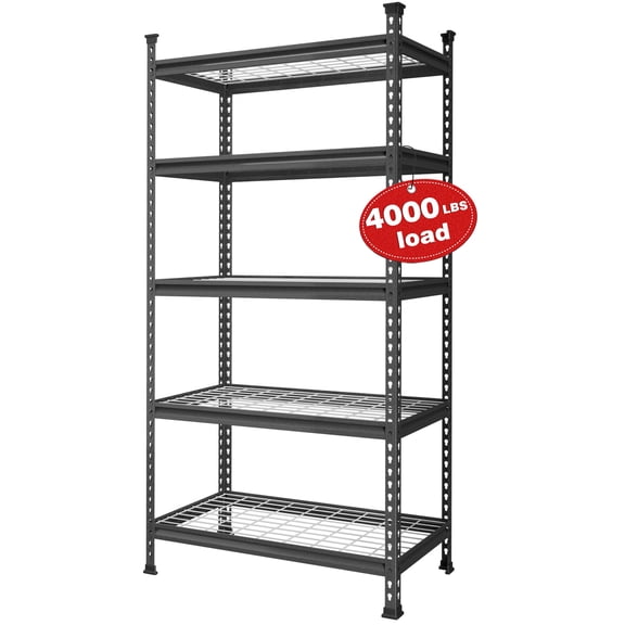 WORKPRO 4000lbs 5-Tier Metal Storage Shelving Unit, 36”W x 18”D x 72”H, Adjustable Storage Rack Heavy Duty Shelf, for Garage, Kitchen, Bathroom, Warehouse, Black
