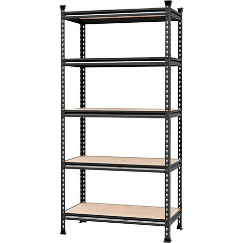 WORKPRO 5-Tier Metal Storage Shelving Unit, 36W x 18D x 72H, Adjustable Storage Rack Heavy Duty Shelf with Particle Board, 4000 lbs Load Capacity (Total) for Garage Warehouse, Black/Silver, W082093