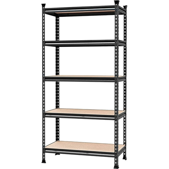 WORKPRO 5-Tier Metal Storage Shelving Unit, 36W x 18D x 72H, Adjustable Storage Rack Heavy Duty Shelf with Particle Board, 4000 lbs Load Capacity (Total) for Garage Warehouse, Black/Silver, W082093