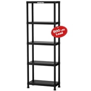 WORKPRO 500LBS 5-Tier Plastic Storage Shelf, 23.9"D x 12"W x 67"H, Black Freestanding Utility Organizer for Garage, Pantry & Home