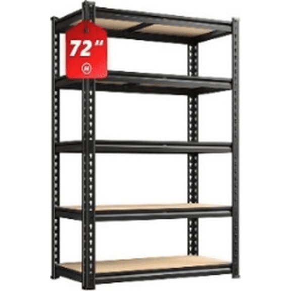 WORKPRO 2180 lbs 5-Tier Storage Shelf, 36"W x 12"D x 72"H, Heavy Duty Adjustable Garage Shelving Unit for Garage, Home, Pantry, Black