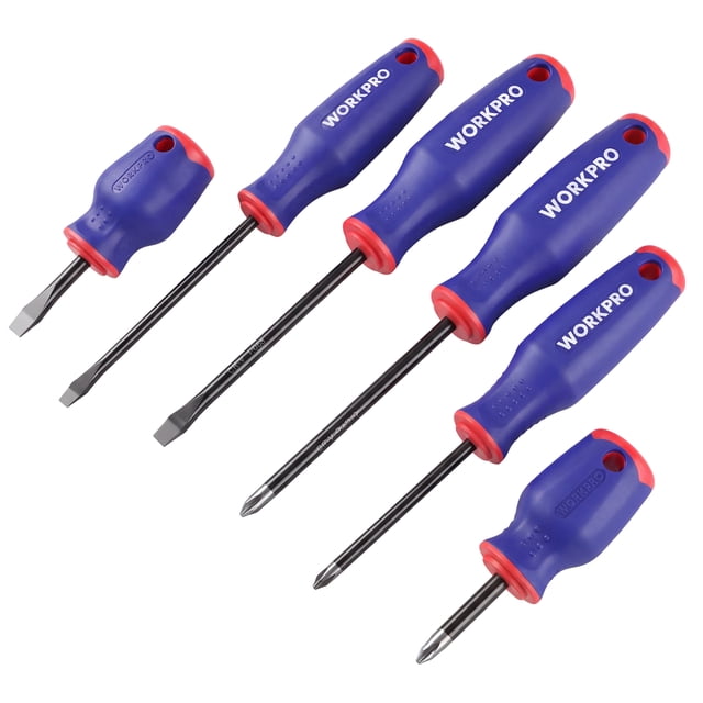 WORKPRO 6-Piece Magnetic Screwdriver Set, 3 Phillips & 3 Slotted ...