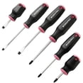 thumbnail image 1 of WORKPRO 6-Piece Pink Magnetic Screwdrivers Set, Includes 3 Slotted & 3 Phillips Screwdrivers, Stubby Screwdrivers, Cr-V Shank, Hand Tool Kit for Woman - Pink Ribbon, 1 of 10
