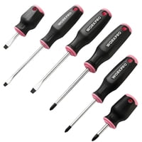 WORKPRO 6-Piece Magnetic Screwdriver Set with Slotted & Phillips (Pink)