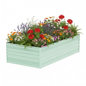 WORKPRO Galvanized Raised Garden Bed, 7.5 x 4 x 2 ft Outdoor Garden Planter Box for Vegetables, Flowers and Herbs, Green