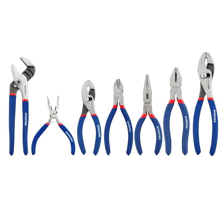 WORKPRO 7-piece Pliers Set (8-inch Groove Joint Pliers, 6-inch Long Nose, 6-inch Slip Joint, 4-1/2 Inch Long Nose, 6-inch Diagonal, 7-inch Linesman, 8-inch Slip Joint) for DIY & Home Use - Free Delivery WORKPRO 7-piece Pliers Set (8-inch Groove Joint Pliers, 6-inch Long Nose, 6-inch Slip Joint, 4-1/2 Inch Long Nose, 6-inch Diagonal, 7-inch Linesman, 8-inch Slip Joint) for DIY & Home Use - Free Delivery