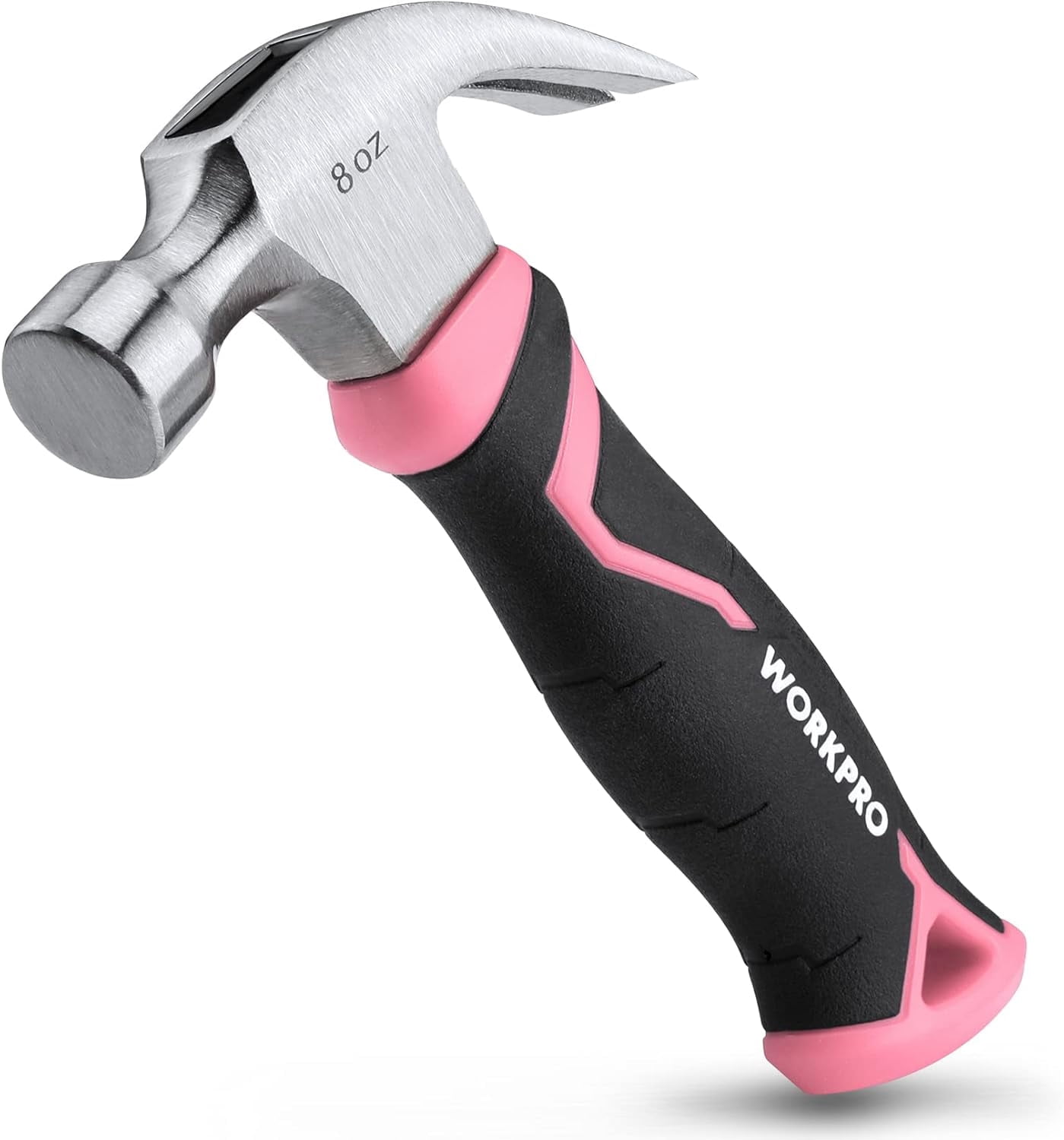Pink Forgery WORKPRO 8 oz Claw Hammer with Fiberglass Handle, All Purpose Hammer ...
