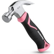 WORKPRO 8 oz Claw Hammer with Fiberglass Handle, All Purpose Hammer with Forged Hardened Steel Head, Pink Ribbon