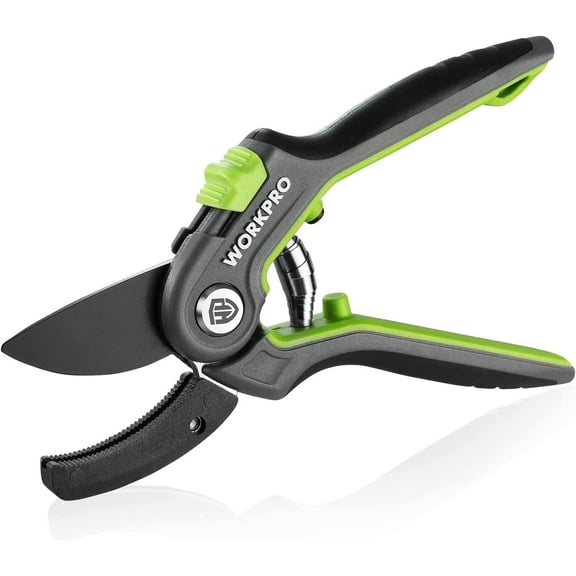 WORKPRO Anvil Pruning Shears, 8 Professional Gardening Hand Pruner with SK5 Steel Sharp Blades, Ideal Gardening Tool for Cutting and Trimming, Green