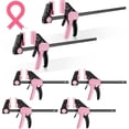 thumbnail image 1 of WORKPRO One-Handed Bar Clamps Set, 6-Pack (4PC 6" & 2PC 12"), Light-Duty Quick-Change F Clamps with 150 lbs Load Limit, Pink Ribbon, 1 of 6