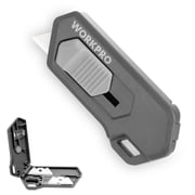 WORKPRO Ceramic Safety Box Cutter Includes 2 Blades, Built-In Magnetic, Small Package Opener, Coupon Cutter, Auto-retractable, Gray