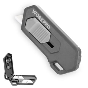 WORKPRO Ceramic Safety Box Cutter Includes 2 Blades, Built-In Magnetic, Small Package Opener, Coupon Cutter, Auto-retractable, Gray