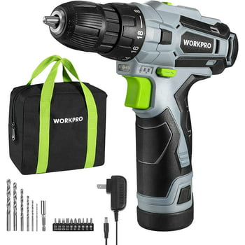 WORKPRO Cordless Drill Driver Kit, 12V Electric Screwdriver Driver Tool Kit for Women, 3/8" Keyless Chuck, Charger and Storage Bag Included