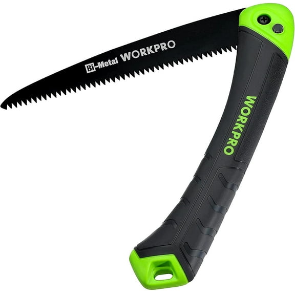 WORKPRO Folding Saw, Small Hand Pruning Saw with 7 Inch Blade - Portable Camping Saw with Triple Cut Teeth for Trees Trimming Branches Cutting Gardening Hunting, Push Button Lock