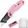 thumbnail image 1 of WORKPRO Folding Utility Knife, Quick Change Box Cutter, Pink Razor Knife for Cartons, Cardboard, Boxes, 10 Extra Blades Included - Pink Ribbon, 1 of 8