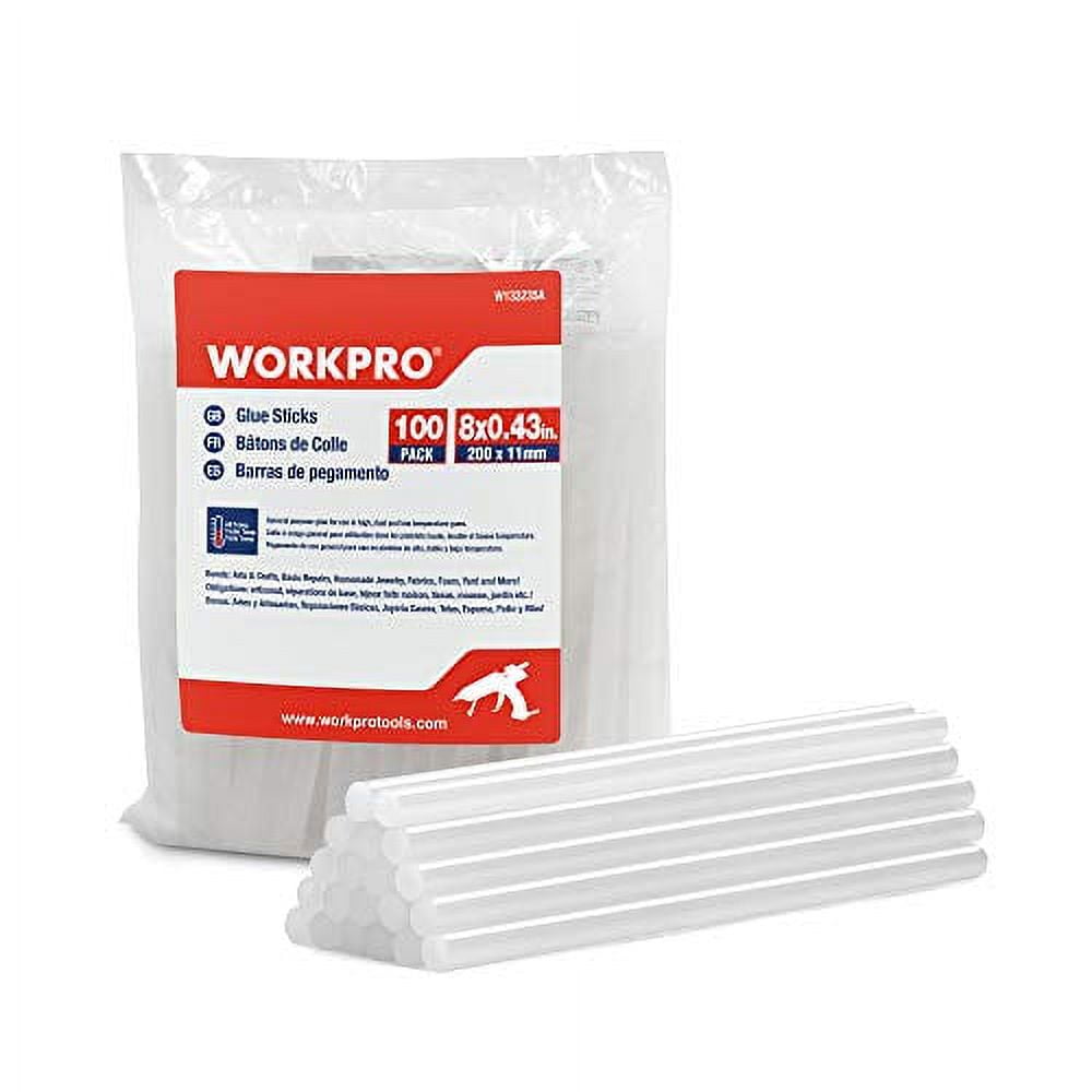 WORKPRO 100-pack Full Size Hot Glue Sticks Compatible with Most Glue G