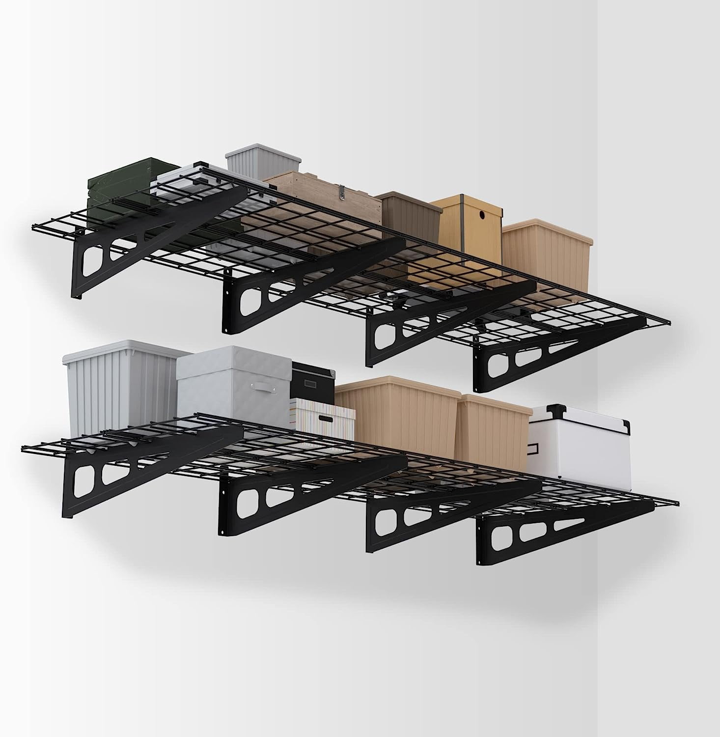 WORKPRO 2-Pack Heavy Duty Steel Hanging Wall Shelves, 2x6FT Garage ...