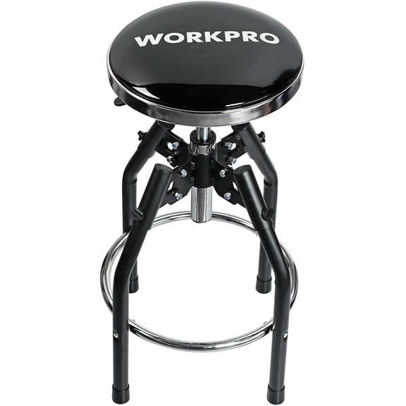 WORKPRO Heavy Duty Adjustable Hydraulic Shop Stool,Garage Bar Stool, 29in to 33.86in, 330-Pound Capacity, Black