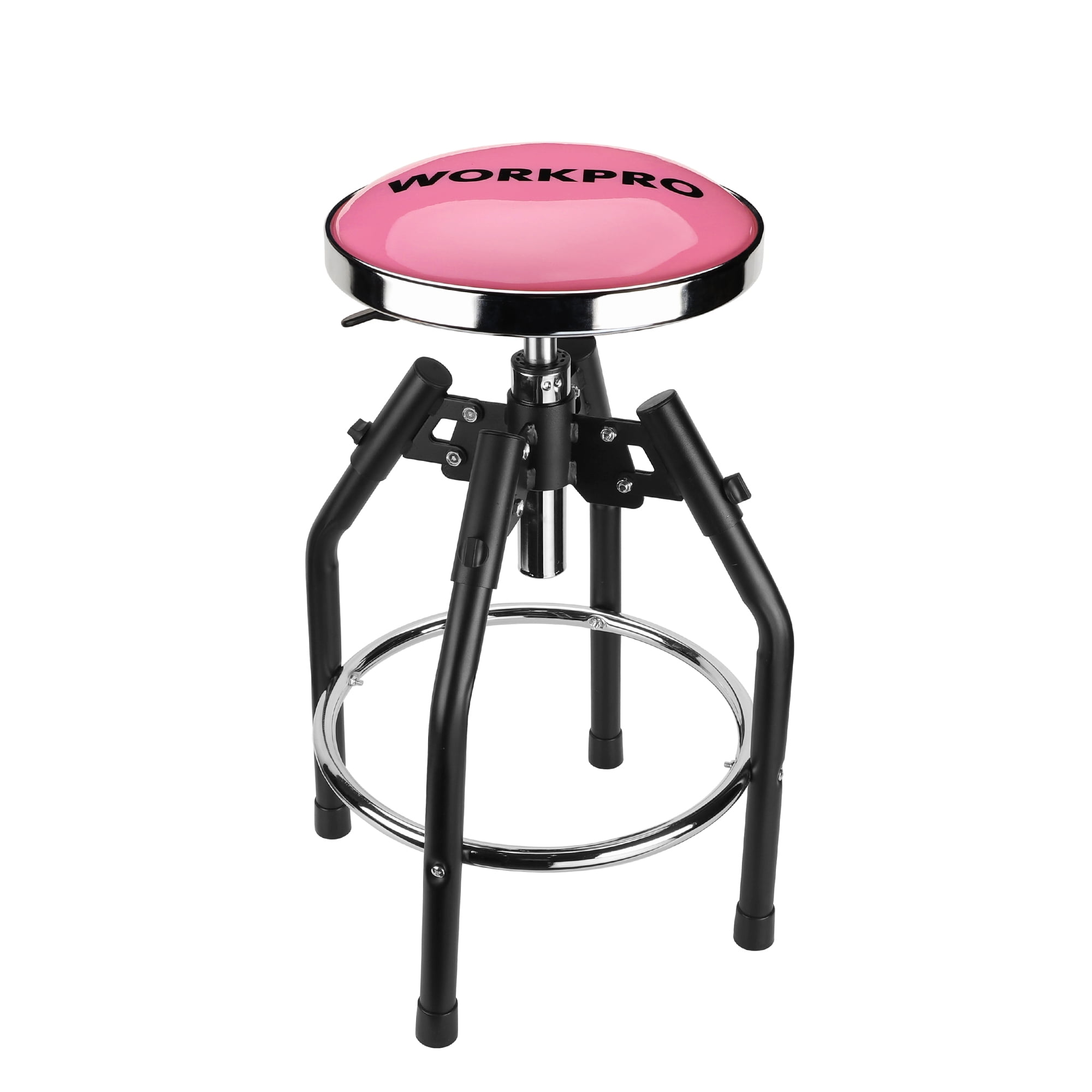 WORKPRO Heavy Duty Adjustable Hydraulic Shop Stool Garage Bar Stool 29in to 33. 86in 330 Pound Capacity Pink
