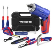 WORKPRO 18-Piece Home Tool Kit with 3.7V Rotatable Cordless Screwdriver, Rechargeable Electric Screwdriver and Hand Tools Set with Toolbox for Household, Dorm, Garage, DIY