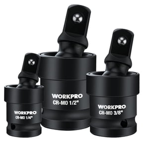 WORKPRO Impact Universal Joint Set 3 Pc, 1/2" 3/8" 1/4" Drive Swivel Socket Adapter Set, CR-MO Steel Impact Grade 360 Rotation for Tight Angled Access