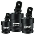 thumbnail image 1 of WORKPRO Impact Universal Joint Set, 3 Piece-1/2", 3/8", 1/4"Inch Drive Swivel Socket Set, Socket Adapter Set, Premium CR-MO Steel, Impact Grade, 360 Degree Rotation for Various Angles, 1 of 7