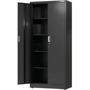 WORKPRO Metal Garage Storage Cabinet with Locking Doors and Adjustable Shelves,71 inches Tall Storage Cabinet for Tools, Office, Home, Shops (Black), Solid Packed