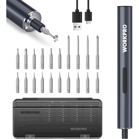 WORKPRO Mini Electric Screwdriver 20 in 1, Magnetic Rechargeable Precision Screwdriver Kit with S2 Steel Bits, Max 4.0V Cordless Screwdriver Kit for Phone Laptop Camera Repair