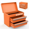 thumbnail image 1 of WORKPRO Mini Metal Tool Box with 2 Drawers and Top Storage, Small Tool Chest with PVC Liners and PP Feet Pads, Cold Rolled Steel Toolbox with Magnetic Tab, Yellow, 1 of 8